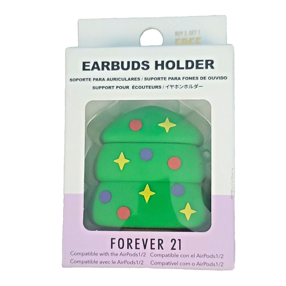 Forever 21 Christmas Tree Earbuds Case Holder AirPods 1/2 Silicone Cover Green